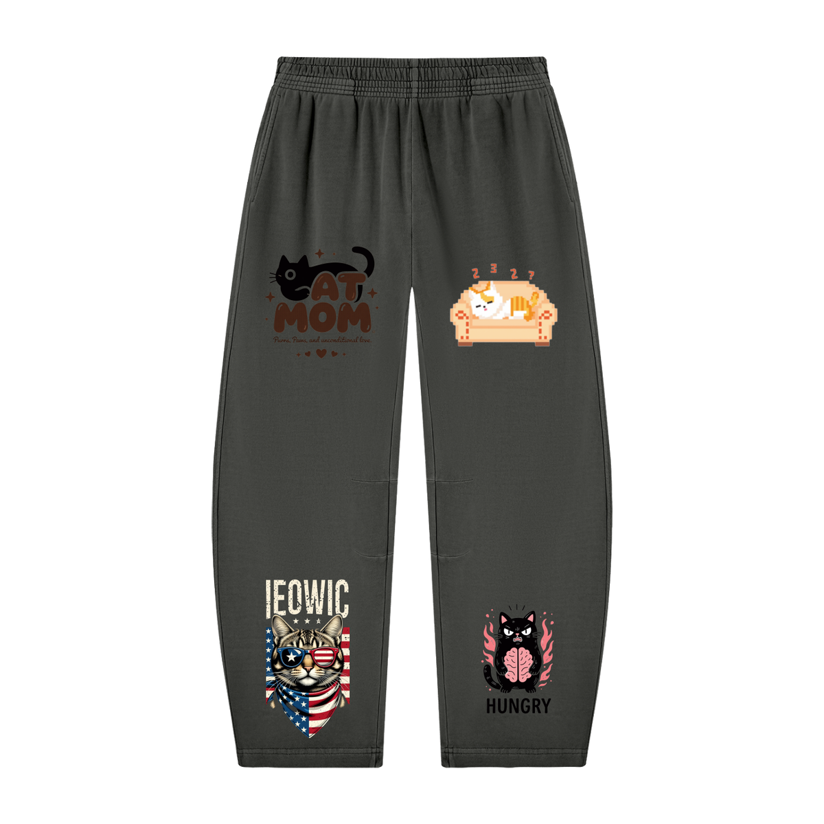 Unisex Vintage Washed Barrel Leg Sweatpants