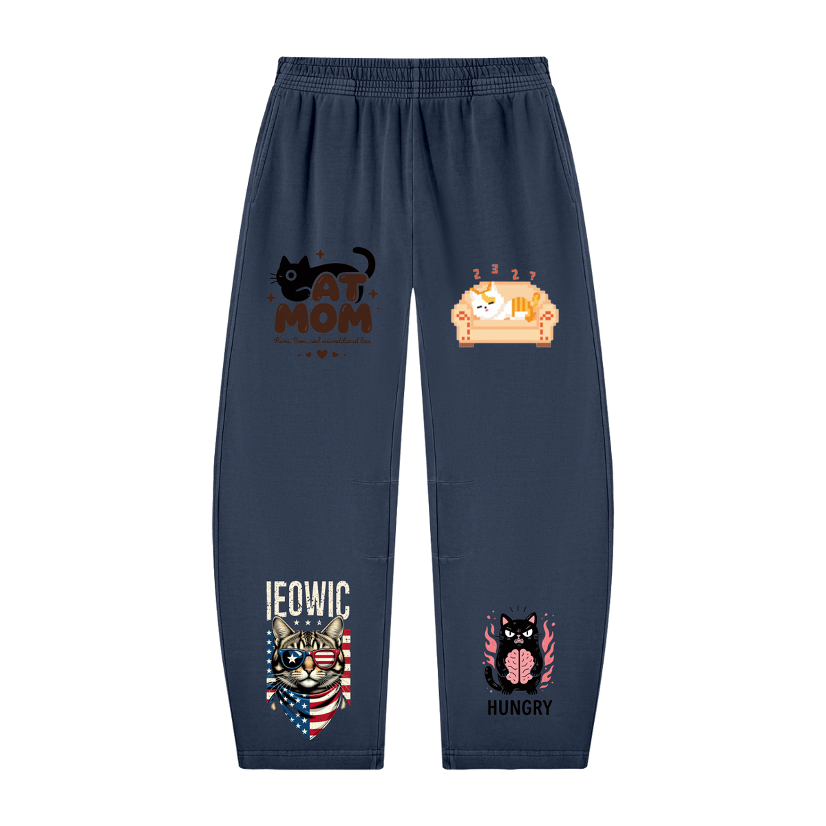 Unisex Vintage Washed Barrel Leg Sweatpants