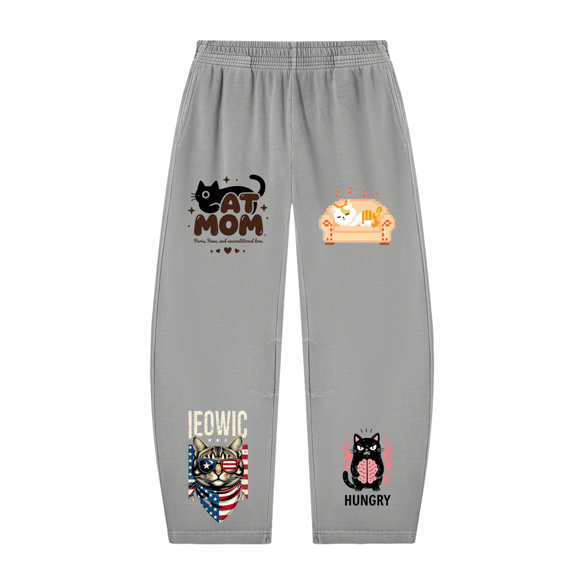 Unisex Vintage Washed Barrel Leg Sweatpants