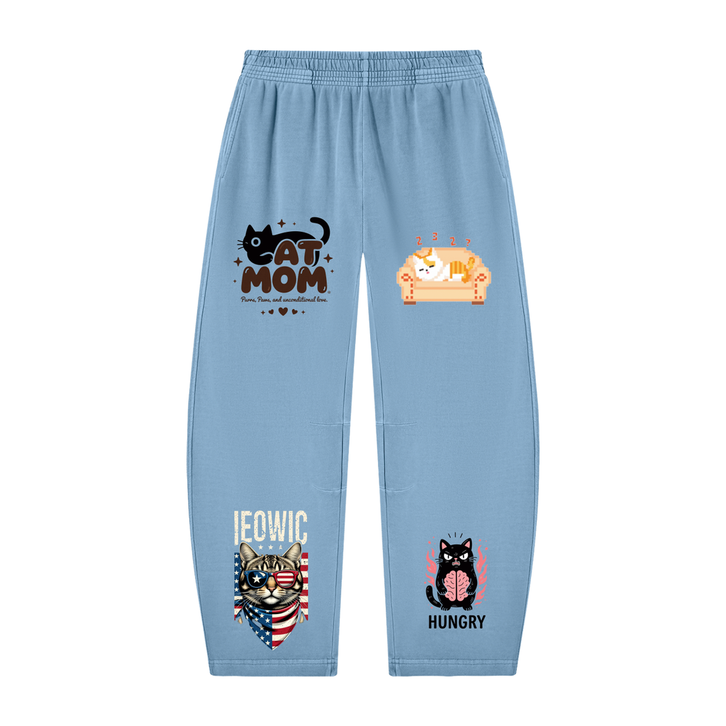Unisex Vintage Washed Barrel Leg Sweatpants