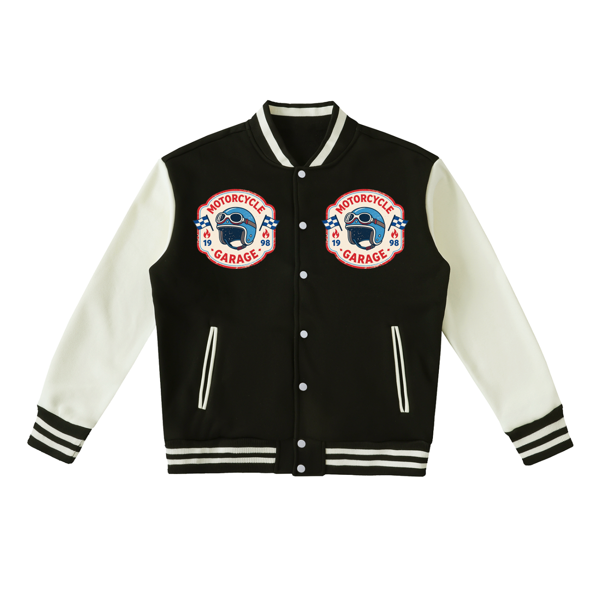 Two-Tone Fleeced Varsity Jacket