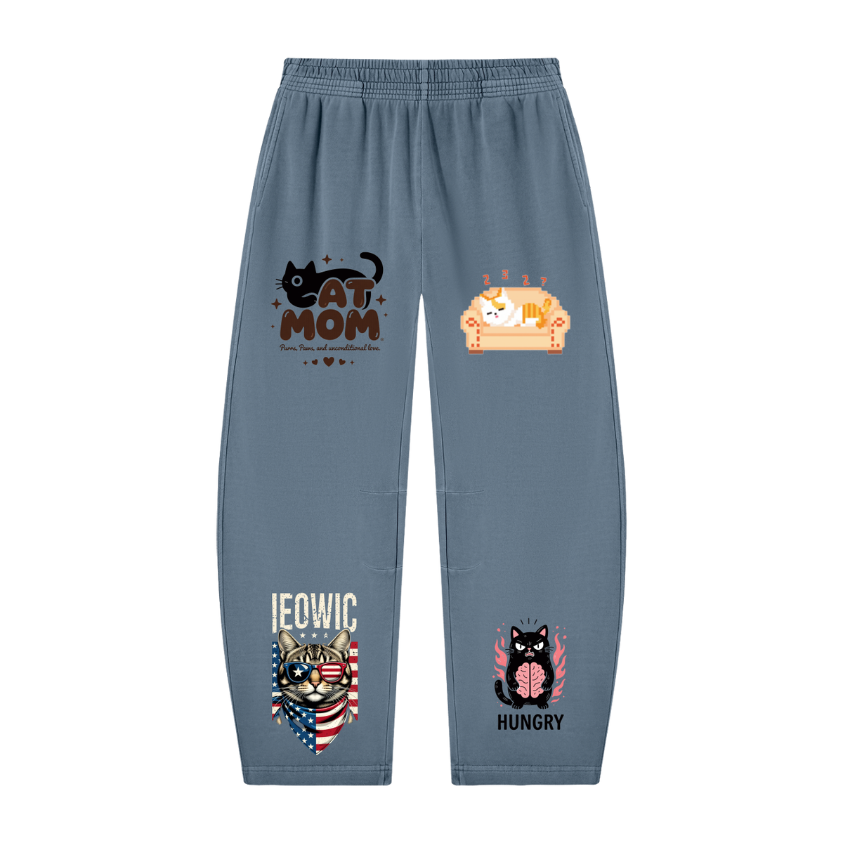 Unisex Vintage Washed Barrel Leg Sweatpants